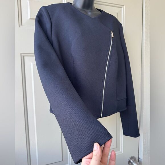 Boss Hugo Boss Womens Juleama Compact Twill Asymmetrical Zip Jacket Sz 14 - Picture 3 of 11